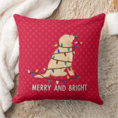 そしてメリー明るい犬のクリスマスライト枕 クッション (ブランケット)