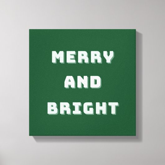 そしてメリー明るい緑のクリスマスアート、休日 キャンバスプリント (正面)