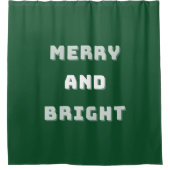 そしてメリー明るい緑のクリスマスアート、休日 シャワーカーテン (正面)