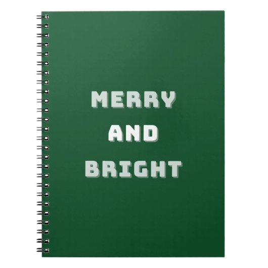 そしてメリー明るい緑のクリスマスアート、休日 ノートブック (正面)