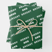 そしてメリー明るい緑のクリスマスアート、休日 ラッピングペーパーシート (インサイチュ)