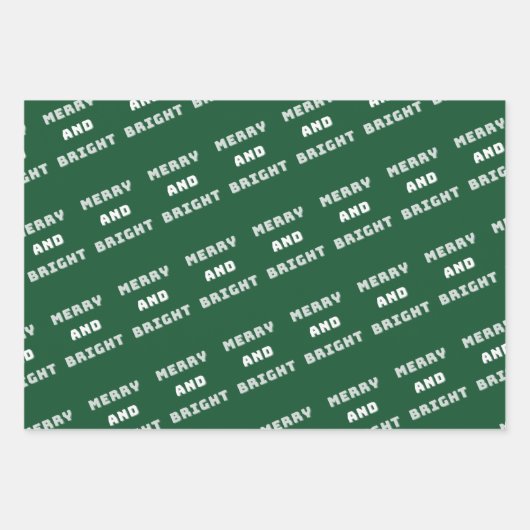 そしてメリー明るい緑のクリスマスアート、休日 ラッピングペーパーシート (正面)