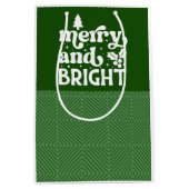 そしてメリー明るい緑のクリスマス抱き枕 ミディアムペーパーバッグ (正面)