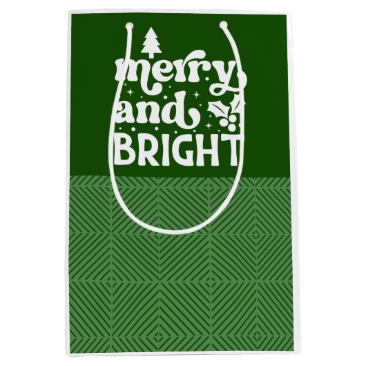 そしてメリー明るい緑のクリスマス抱き枕 ミディアムペーパーバッグ (正面)