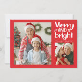 そしてメリー明るい赤n白の写真クリスマスカード 招待状 (正面)