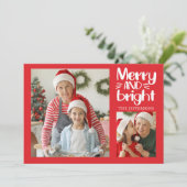そしてメリー明るい赤n白の写真クリスマスカード 招待状 (スタンド正面)