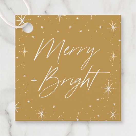 そしてメリー明るい金ゴールドのクリスマス フェイバータグ (正面)