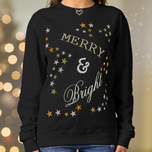 そしてメリー明るい金ゴールドフェイクシルバーがクリスマスを祝う Tシャツ