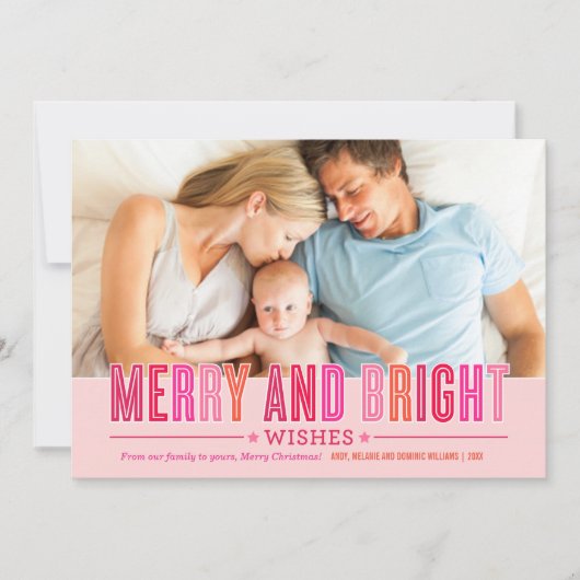 そしてメリー明るい願いピンクと赤の写真 シーズンカード (正面)