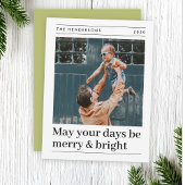 そしてメリー明るい |オリーブグリーンのクリスマスフォト シーズンカード