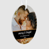 そしてメリー明るい |クリスマスエレガントカップルの写真 オーナメント (正面)