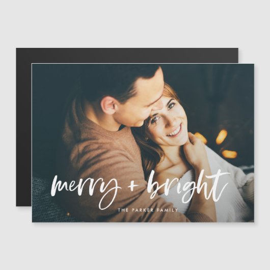 そしてメリー明るい |クリスマスフォト磁気カード マグネット招待状 (正面/裏面)
