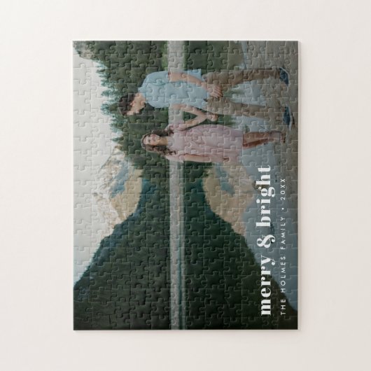 そしてメリー明るい |クリスマスモダンカップルの写真 ジグソーパズル (縦)