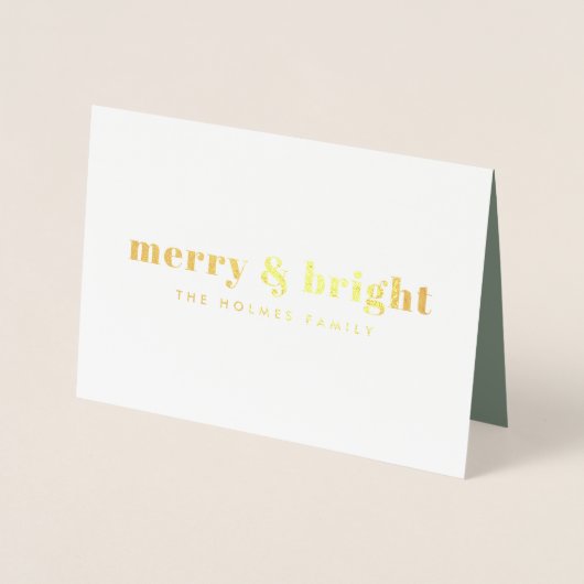 そしてメリー明るい |クリスマスモダンカップルの写真 箔カード (正面)