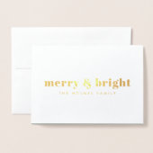 そしてメリー明るい |クリスマスモダンカップルの写真 箔カード (封筒付き正面)
