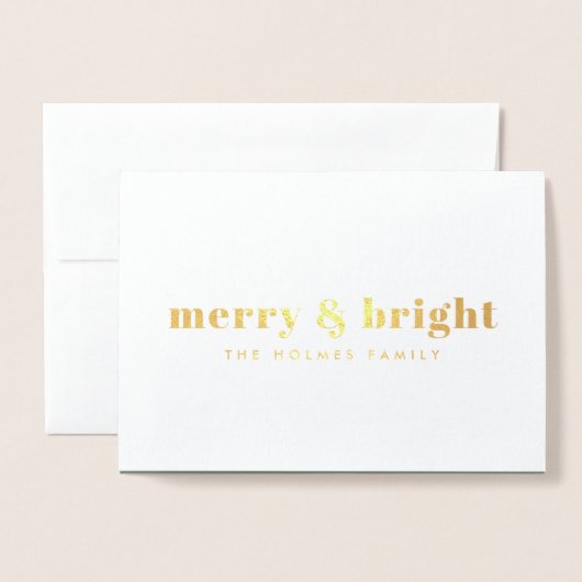 そしてメリー明るい |クリスマスモダンカップルの写真 箔カード (封筒付き正面)