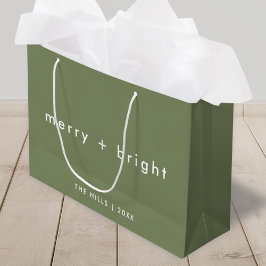 そしてメリー明るい |トレンディーモスグリーンクリスマス ラージペーパーバッグ