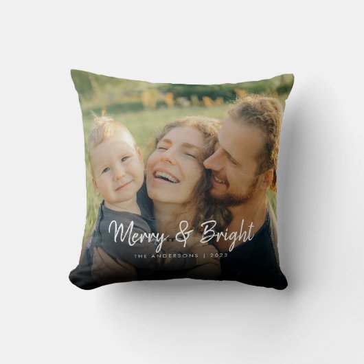 そしてメリー明るい |ハッピー・ファミリー・クリスマスの写真 クッション (正面)