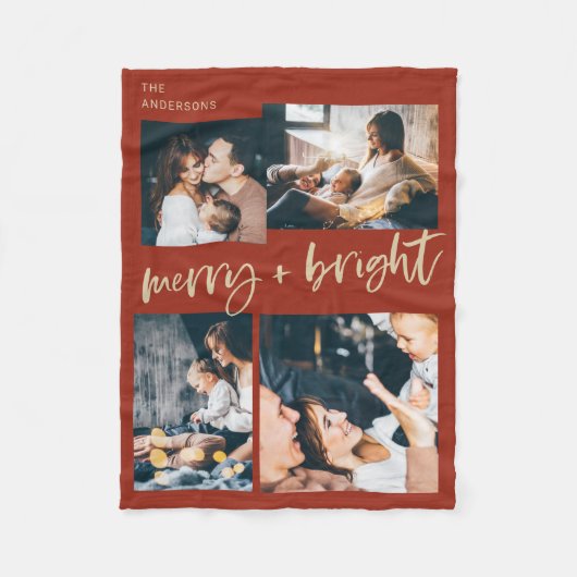 そしてメリー明るい |フォトグ数々のリッドクリスマス フリースブランケット (正面)