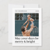 そしてメリー明るい |ミニマルな赤いクリスマスの写真 シーズンカード (正面)