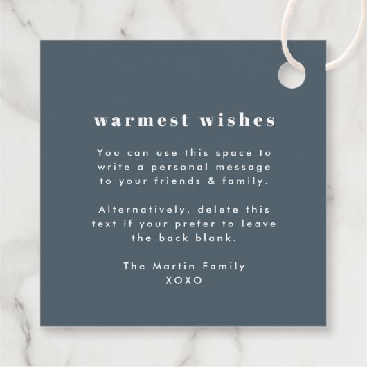 そしてメリー明るい |写真スタイリッシュのモダンクリスマス フェイバータグ (裏面)