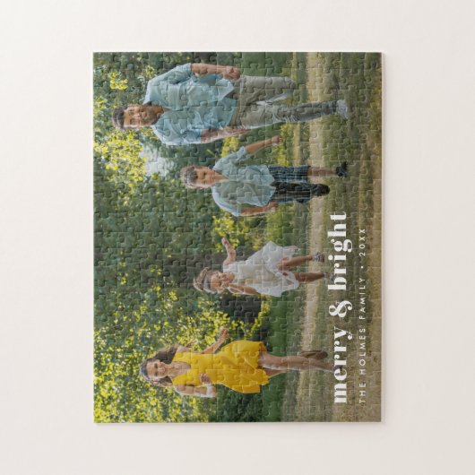 そしてメリー明るい |家族スタイリッシュの写真クリスマス ジグソーパズル (縦)