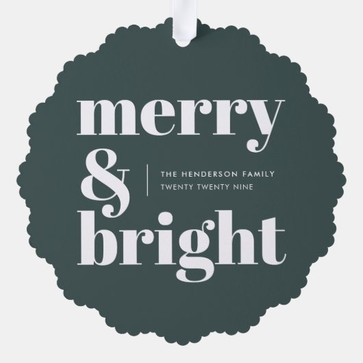 そしてメリー明るい |森スタイリッシュの緑のクリスマス オーナメントカード (裏面)