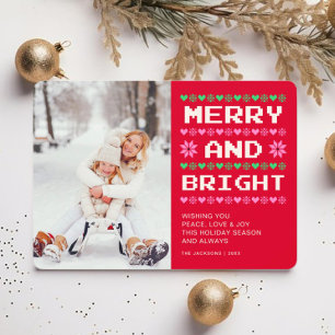そしてメリー明るい 醜いクリスマスセーターの写真 シーズンカード