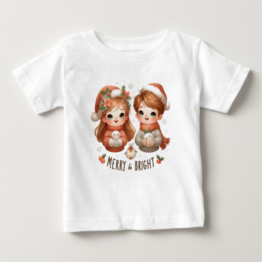 そしてメリー明るいTシャツだ子供へ ベビーTシャツ (正面)