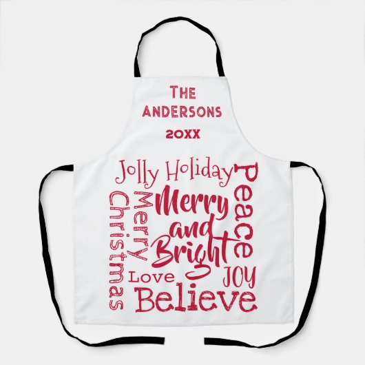 そしてメリー明るく他のクリスマスことわざは赤 エプロン (正面)