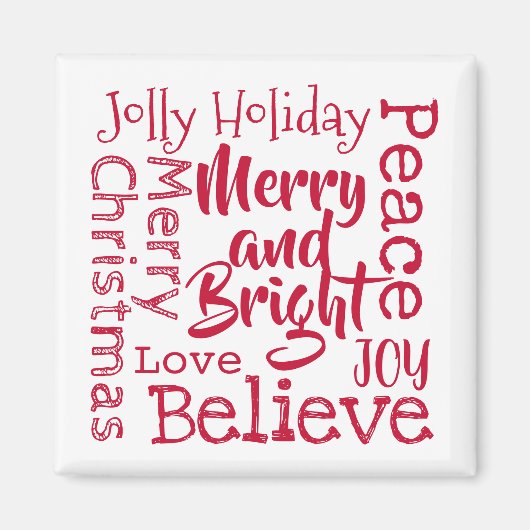 そしてメリー明るく他の愉快なクリスマスことわざは マグネット (正面)