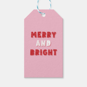 そしてメリー明るく、陽気なクリスマス、クリスマス、ピンク ギフトタグ