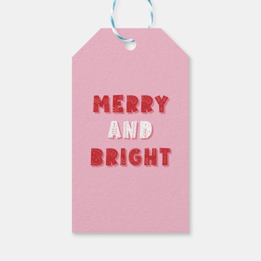 そしてメリー明るく、陽気なクリスマス、クリスマス、ピンク ギフトタグ (裏面)
