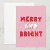 そしてメリー明るく、陽気なクリスマス、クリスマス、ピンク シーズンカード (正面/裏面)