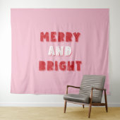 そしてメリー明るく、陽気なクリスマス、クリスマス、ピンク タペストリー (インサイチュ(横))