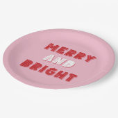 そしてメリー明るく、陽気なクリスマス、クリスマス、ピンク ペーパープレート (アングル)