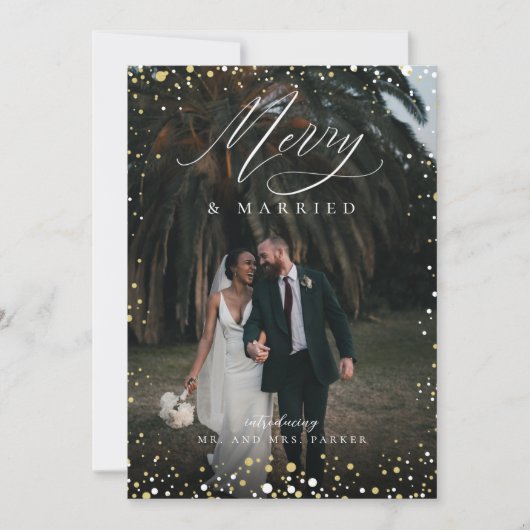 そしてメリー結婚したクリスマス夫妻を招待した シーズンカード (正面)