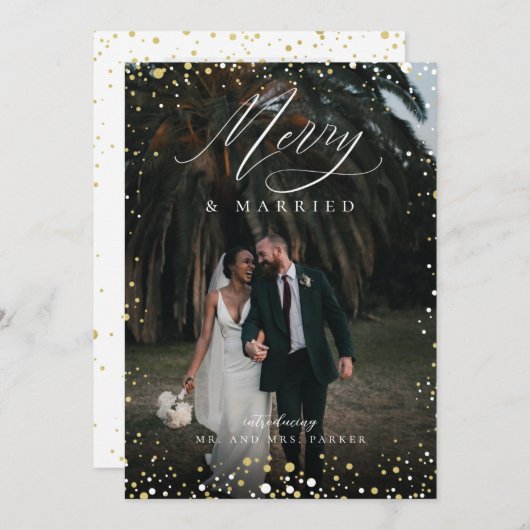 そしてメリー結婚したクリスマス夫妻を招待した シーズンカード (正面/裏面)