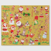 そしてメリー金ゴールドの背景に明るいクリスマス | ラッピングペーパー (フラット)