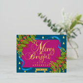 そしてメリー鮮やかなクリスマスレッドブルー 箔シーズンポストカード (立ち正面)