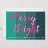 そしてメリー鮮やかなピンクと緑のクリスマス シーズンカード (裏面)