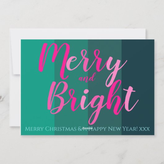 そしてメリー鮮やかなピンクと緑のクリスマス シーズンカード (裏面)
