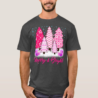 そしてメリー鮮やかなピンクのクリスマスツリー、ピンクのクリスマス Tシャツ