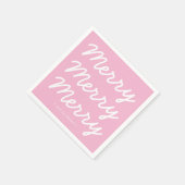 そしてメリー鮮やかなピンクのクリスマス スタンダードカクテルナプキン (角)