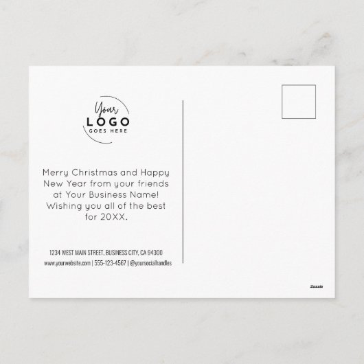 そしてメリー鮮やかな緑のクリスマスビジネス シーズンポストカード (裏面)