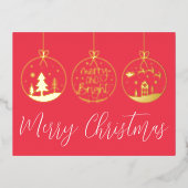 そしてメリー鮮やかな赤いクリスマスの仕事は 箔シーズンポストカード (正面)