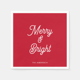 そしてメリー鮮やかな赤いクリスマス紙 スタンダードカクテルナプキン