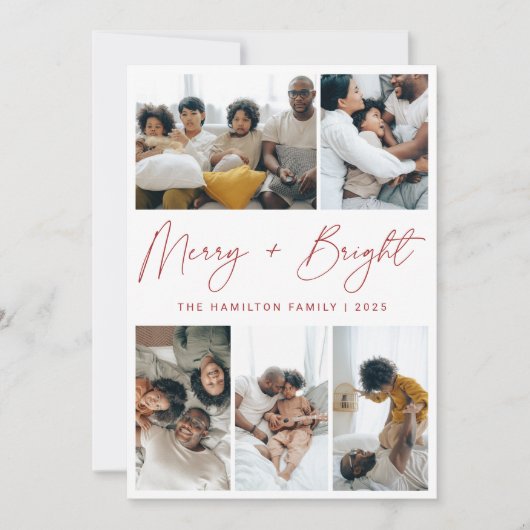 そしてメリー鮮やかな赤い書道のクリスマス写真 シーズンカード (正面)