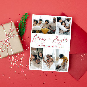 そしてメリー鮮やかな赤い書道のクリスマス写真 シーズンカード