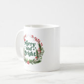 そしてメリー鮮やかな赤い緑のかわいいクリスマス コーヒーマグカップ (正面左)
